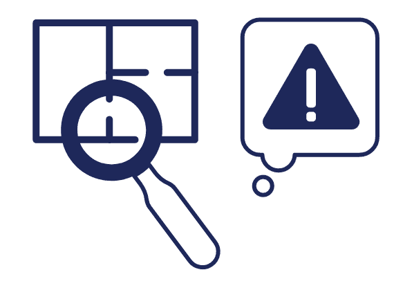 虫眼鏡で危険を探している様子